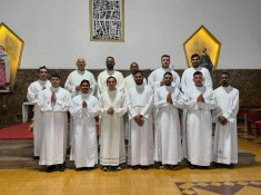 Seminaristas da Diocese São Luiz de Cáceres participam da novena em louvor a São Luiz, padroeiro da Catedral e da nossa Diocese